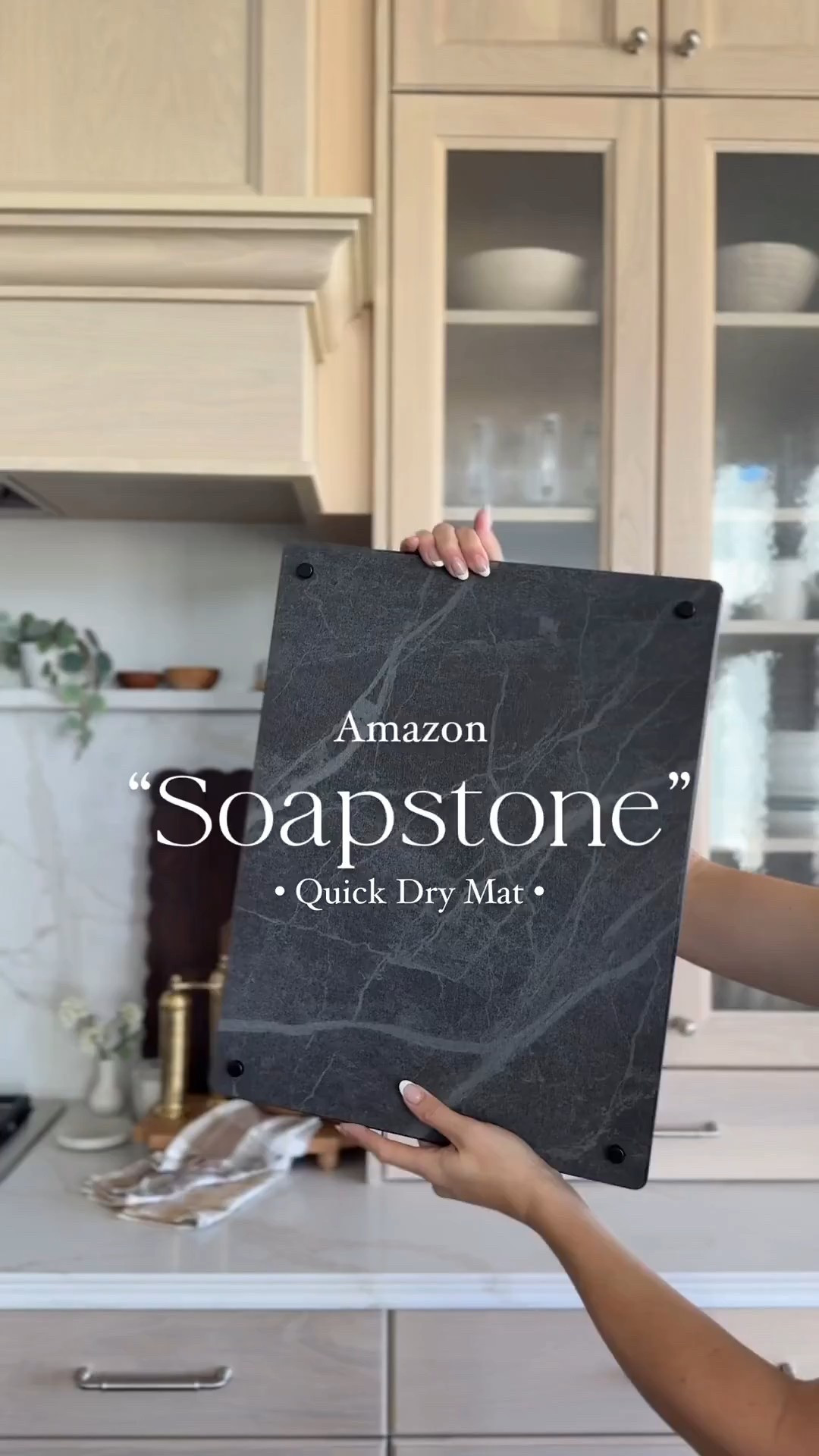OBSESSED with the look!✨ My quick dry non-toxic natural stone mat from Amazon looks like soapstone in my kitchen. Quick dry mats are a newer trending kitchen find, and I could never find a quick-dry mat I loved until THIS one: Extra large, absorbent, and dries so quickly! Plus, the dramatic dark color and veining makes it look gorgeous on my countertops.

The best (and prettiest) quick dry mat I’ve seen!

#amazonkitchenfinds #kitchenfinds #kitchen #dryingmat #kitchenmusthaves #amazongadgets #amazonhomefinds #aesthetickitchen #prettykitchen #kitchenideas #cleaninginspo #cleaningideas

#LTKFindsUnder50 #LTKHome #LTKGiftGuide