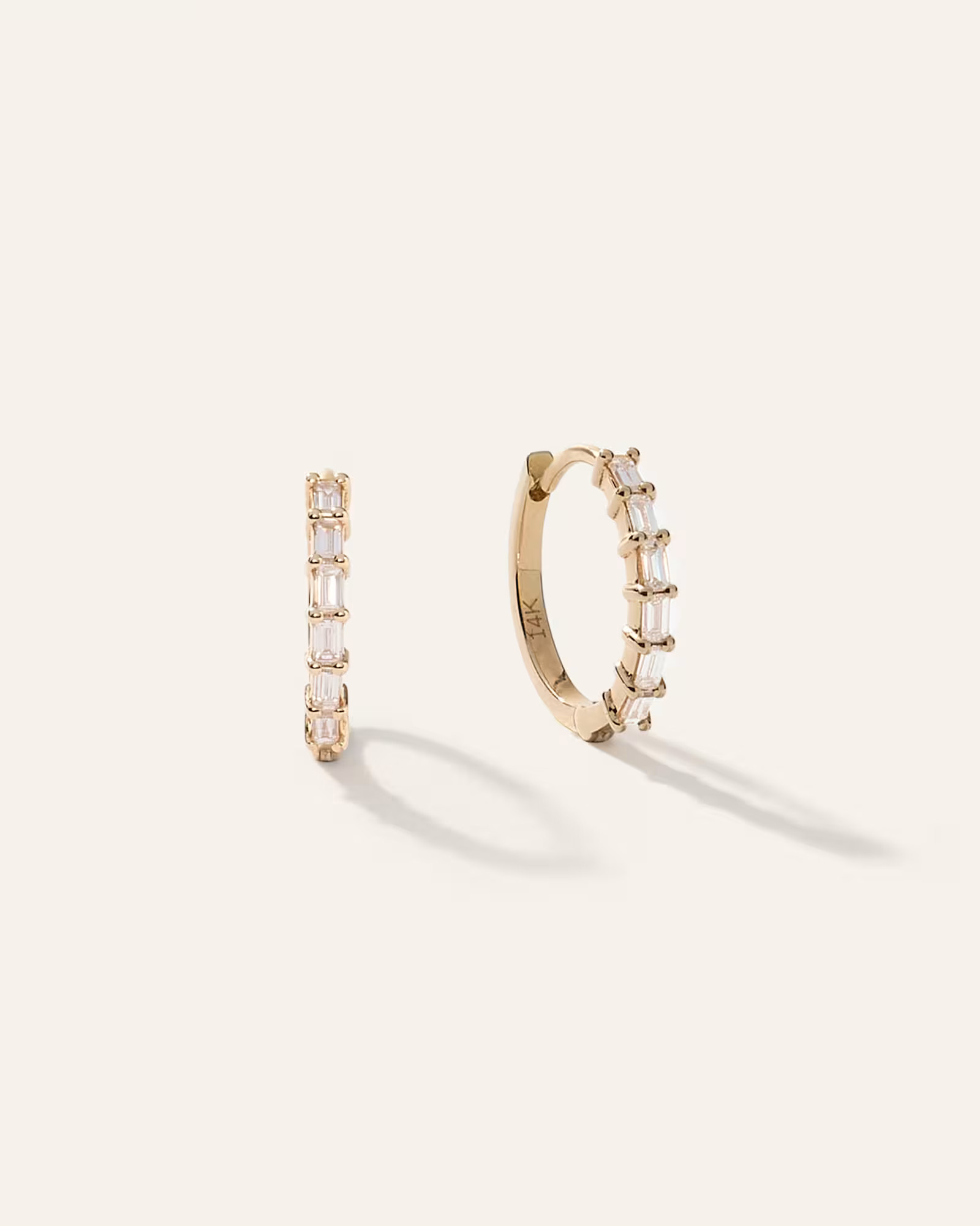 14K Gold Diamond Baguette Huggies | Quince