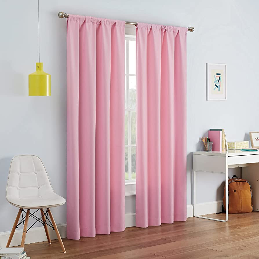 Eclipse Kendall Modern Blackout Thermal Rod Pocket Window Curtain for Bedroom or Living Room (1 P... | Amazon (US)