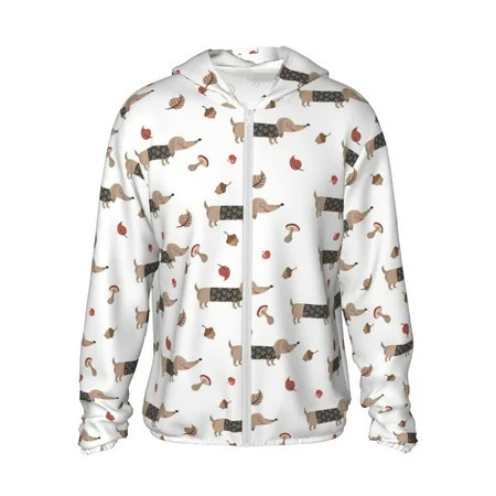 Zip Up Hoodie for Men Women - Dachshund Dog Puppy Leaves Hooded Long Sleeve Sun Shirt Men Women with Pockets | Walmart (US)
