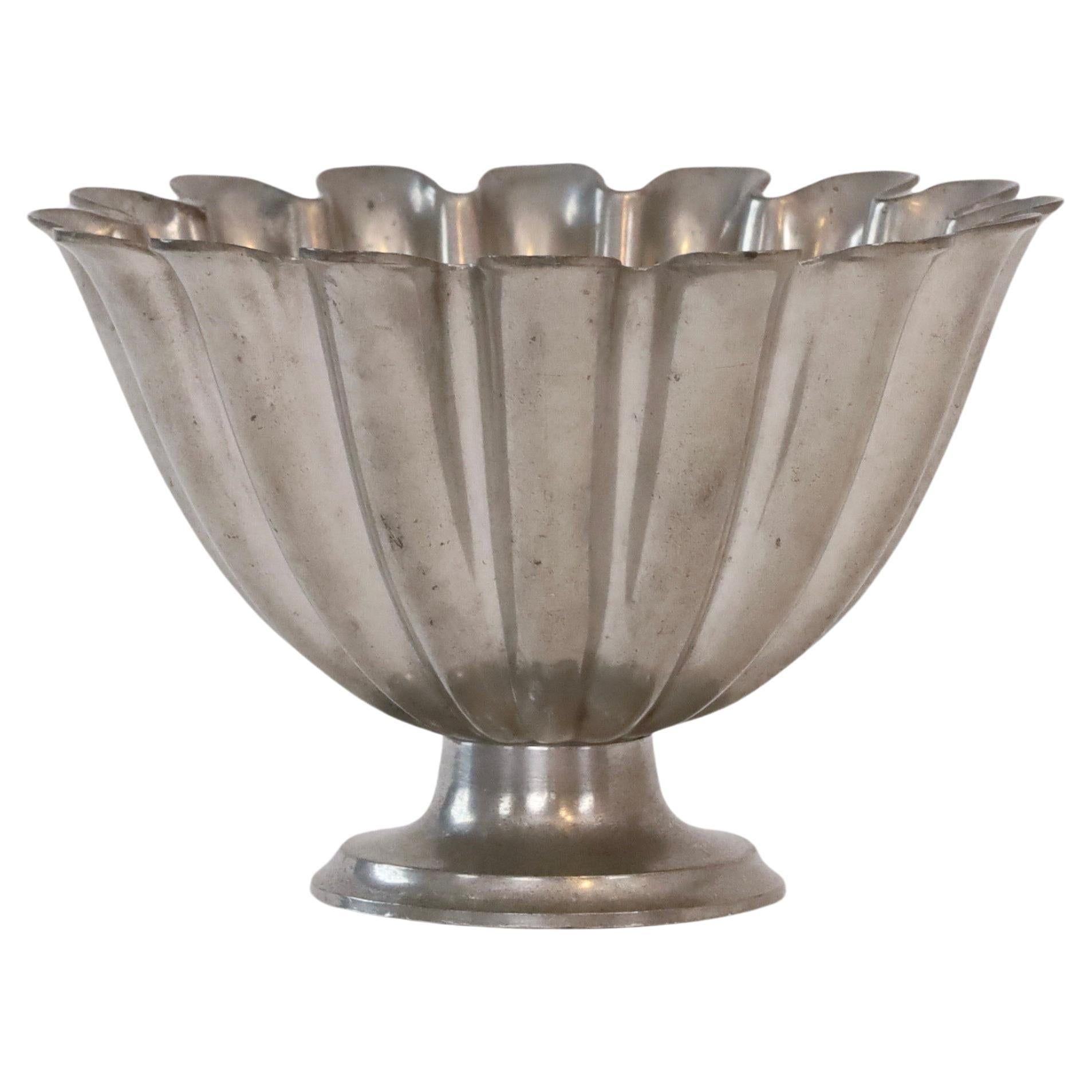 Scalloped pedestal pewter bowl by Just Andersen 1920s, Denmark | 1stDibs
