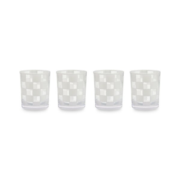 MacKenzie-Childs White Check Acrylic Tumblers | MacKenzie-Childs