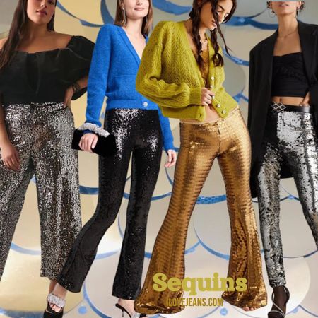 #LTKpartyjeans 
Instead of the LBD go sequin! 

Sequin flares 
Sequin wide leg pants 
Sequin boot cut
Sequin leggings

#LTKstyletip #LTKHoliday #LTKcurves