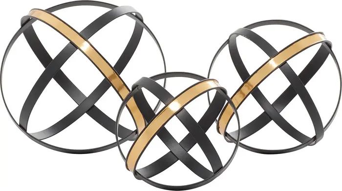 Black Metal Geometric Sculpture with Goldtone Accents - Set of 3 | Nordstrom Rack