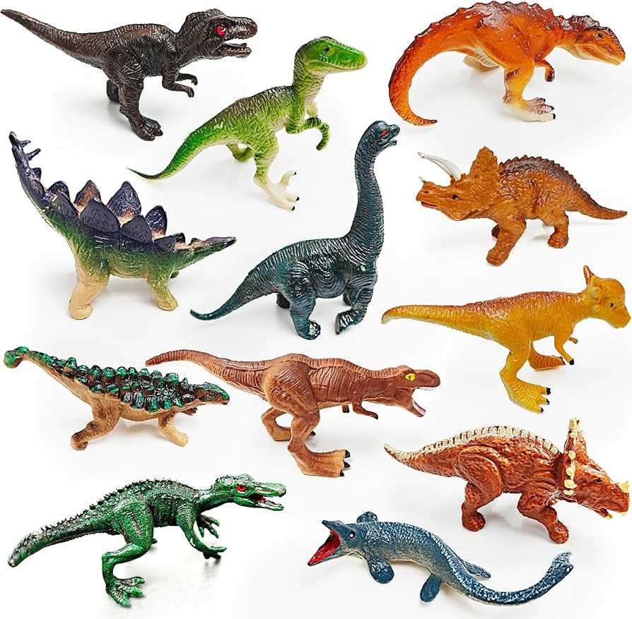12 Dinosaur Figurines for Kids, Plastic Animal Toys Tiny Portable Dinosaur Figures Playset Montes... | Amazon (US)
