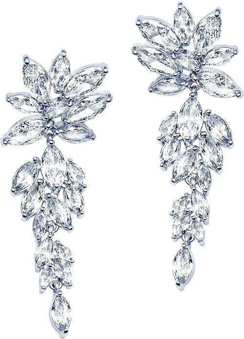 Wedding Earrings Elegant Statement Dangle Drop Dangling CZ Marquise Cubic Zirconia AAAAA 18K Gold... | Amazon (US)