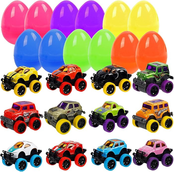 WATERGLIDE Set of 12 Pull Back Cars for 3-6 Year Old Boys, Easter Eggs Filled with Pullback Monst... | Amazon (US)