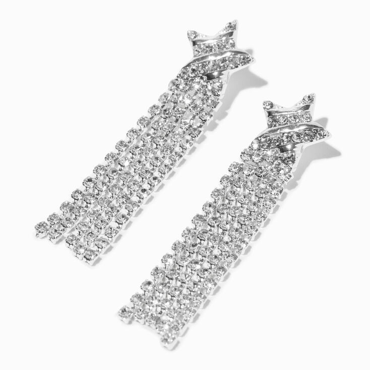 Silver Star Chains 2" Drop Earrings | Claire's (US)