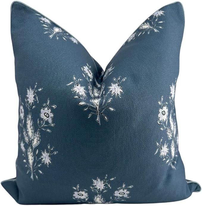 Norfolk Navy Blue Floral Pillow Cover Premium Grandmillennial Pillow Cover | Amazon (US)