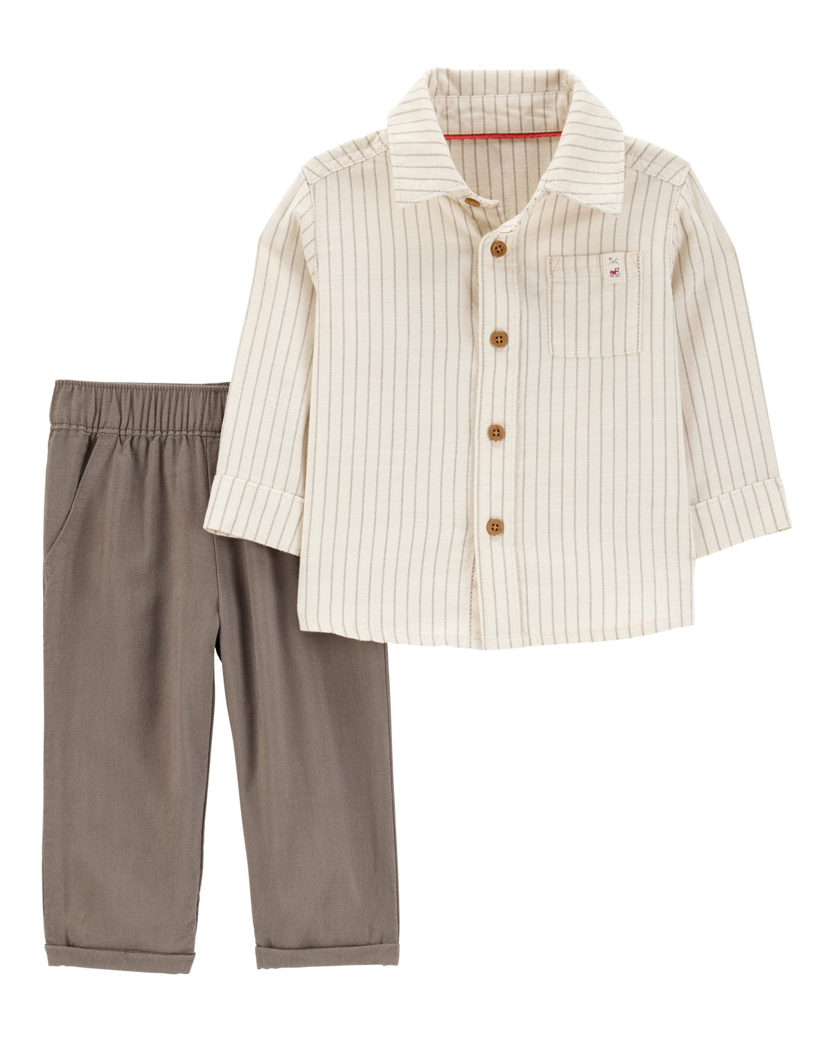 Baby 2-Piece Striped Button-Down Shirt & Pull-On Pant Set | Carter's Inc