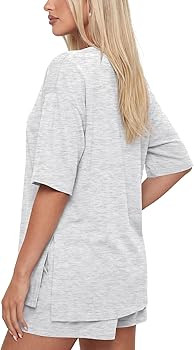 Darong Women's 2 Piece Lounge Set Short Sleeve Boxy T-shirt & Shorts Comfywear Summer Pajama Set ... | Amazon (US)