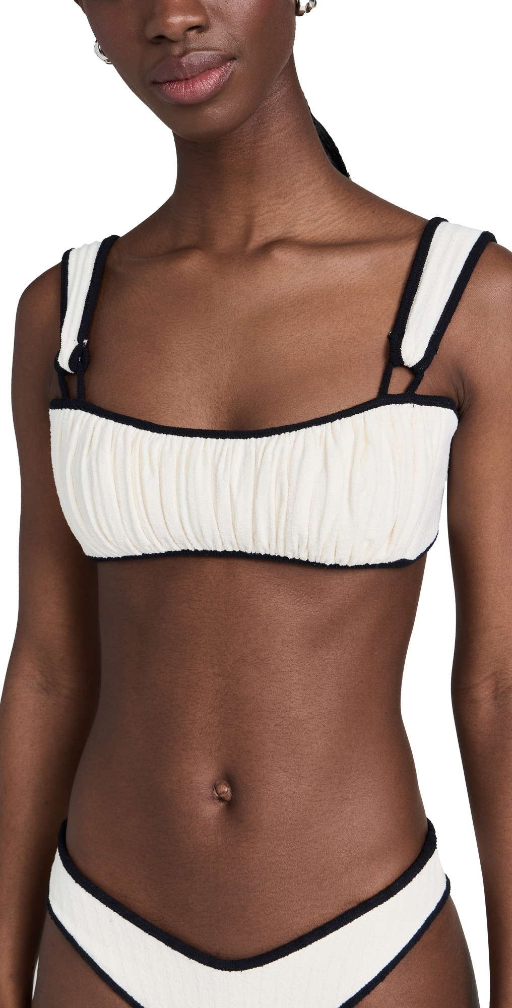 Montce Montce x Olivia Culpo Victoria Bikini Top Cream/Black Terry Rib M | Shopbop
