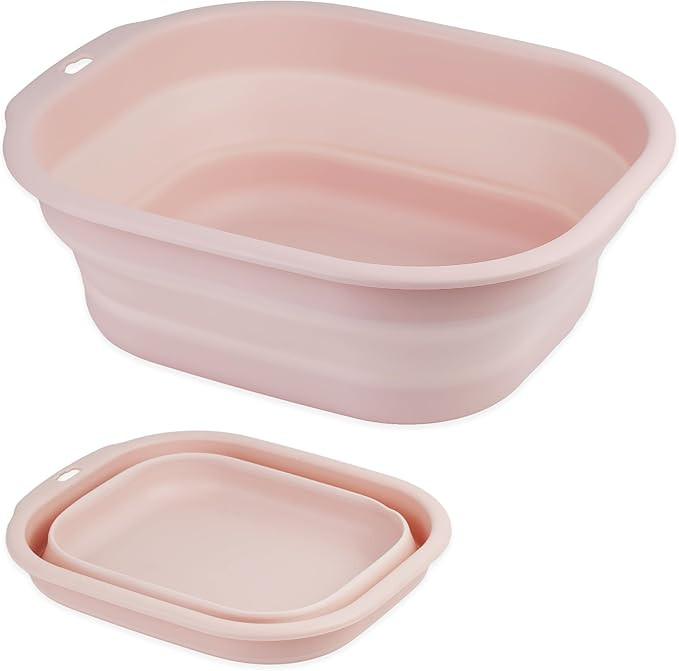 Collapsible Wash Basin Set of 2, Foldable Small Medium Size Wash Basin, Portable Plastic Basins f... | Amazon (US)
