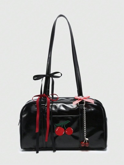 ROMWE Women's Vintage Cute Bowknot Tie Cherry Decorated Shoulder Bag Crossbody Bag, Multi-Pocket ... | SHEIN