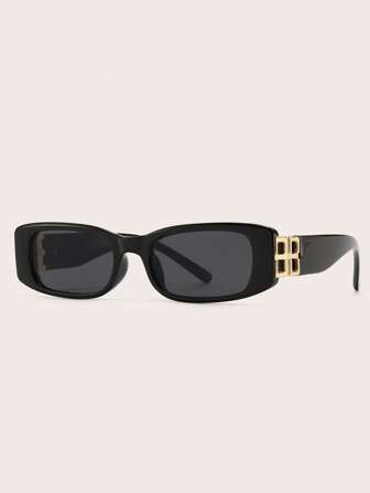 1pair Women Square Frame Fashion Glasses Black Shades For Daily Life Shades Beach Accessories | SHEIN