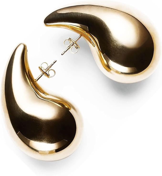 Chunky Gold Hoop Earrings for Women, Hypoallergenic Teardrop Design, Perfect Fashion Jewelry for ... | Amazon (US)