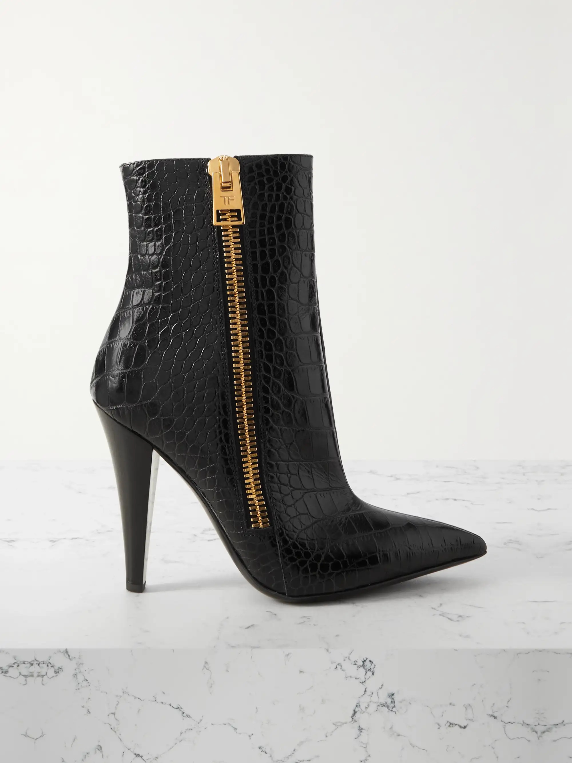 Croc-effect leather ankle boots | NET-A-PORTER (US)