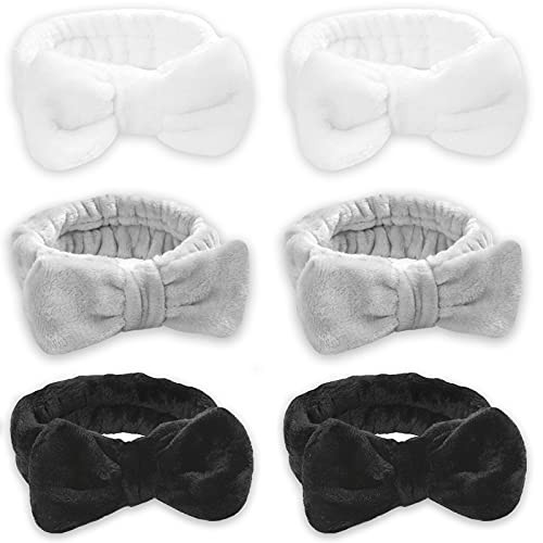 Spa Headband - 3 Pack Bow Hair Band Women Facial Makeup Head Band Soft Coral Fleece Head Wraps For S | Amazon (US)