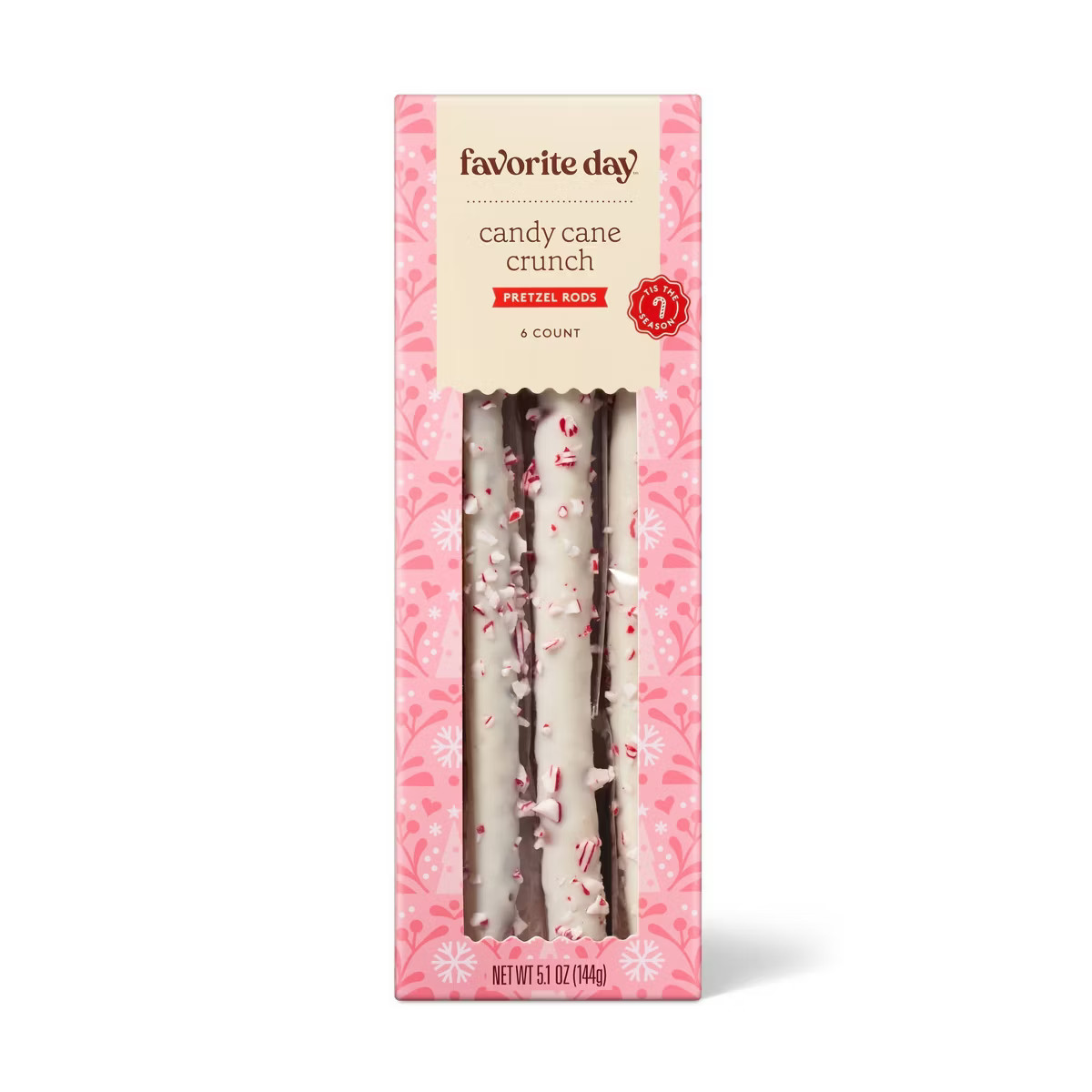 Christmas Peppermint Pretzel Rods Dipped In White Fudge - 5.1oz/6ct - Favorite Day™ | Target