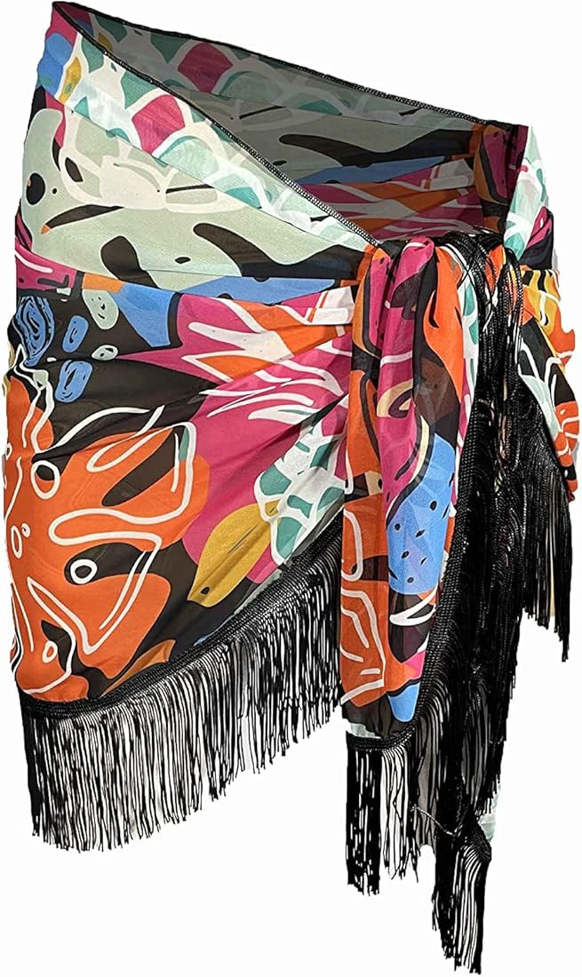 Bolder Chiffon Short Sarong Cover-up with Tassels | Amazon (US)