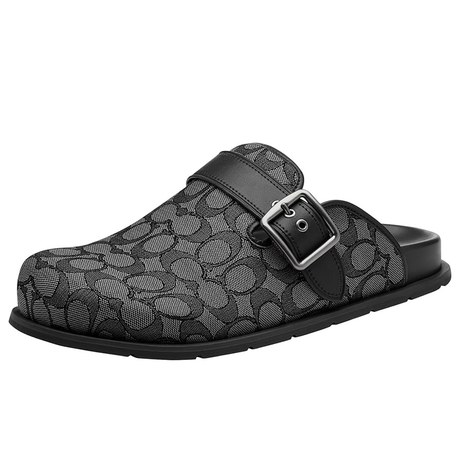 Coach Men's Buckle Clog in Signature Jacquard, Charcoal/Black, 10 | Amazon (US)