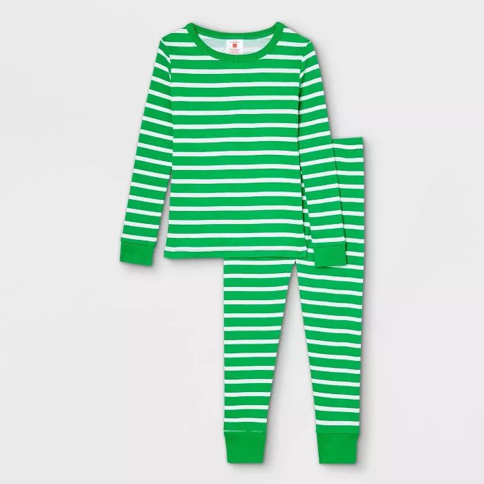 Toddler Striped 100% Cotton Tight Fit Matching Family Pajama Set - Green | Target