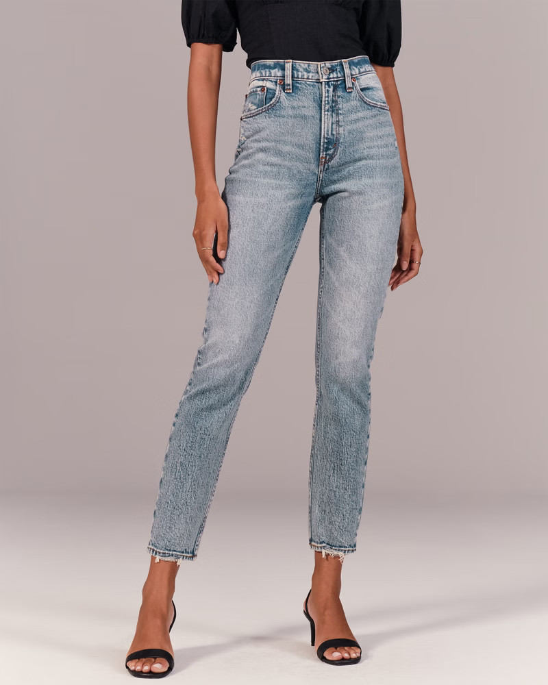 High Rise Acid Wash Mom Jeans | Abercrombie & Fitch (US)