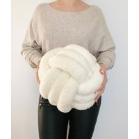 Teddy Knot Pillow, Scandinavian Decorative Throw Ball Cushion With 3 Lines | Etsy (US)