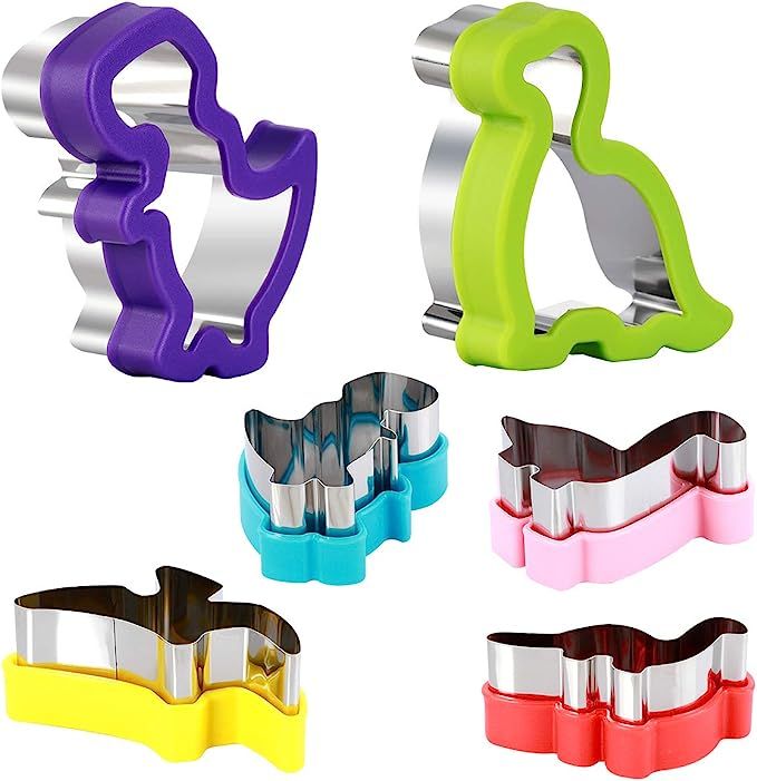 Dinosaur Cookie Cutters Set - Stainless Steel Shaped Cookie Candy Food Cutters Molds for DIY, Kit... | Amazon (US)