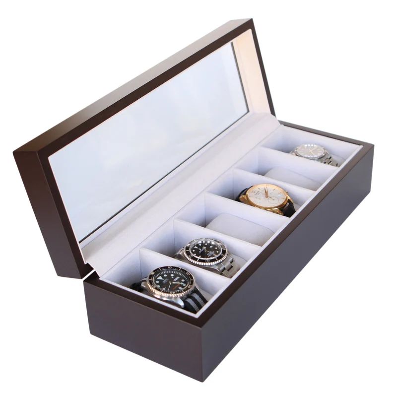Espresso Finish Solid Wood Watch Box Organizer With Glass | Etsy | Etsy (US)
