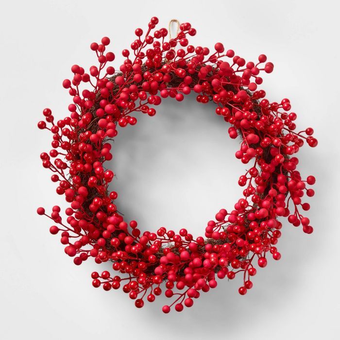 22in Unlit Red Berry Artificial Wreath - Wondershop™ | Target