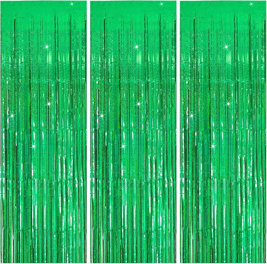 3 Pack Green Streamers Backdrop Jungle Party Decorations Foil Fringe Backdrop Curtains Photo Boot... | Amazon (US)