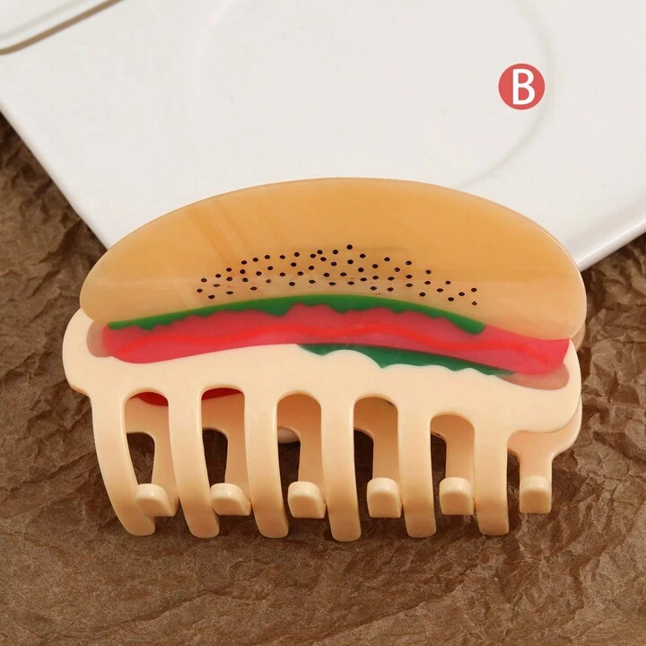 1 Piece Personalized Acetate Doughnut Hamburger Butter Sardinas Hair Claw Clip For Gift,Hair Accessories,Claw Clips,Hair Jaw Clip,Hair Clutch | SHEIN