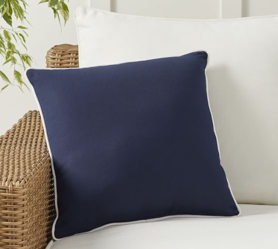 Sunbrella® Contrast Piped Solid Outdoor Pillow | Pottery Barn (US)