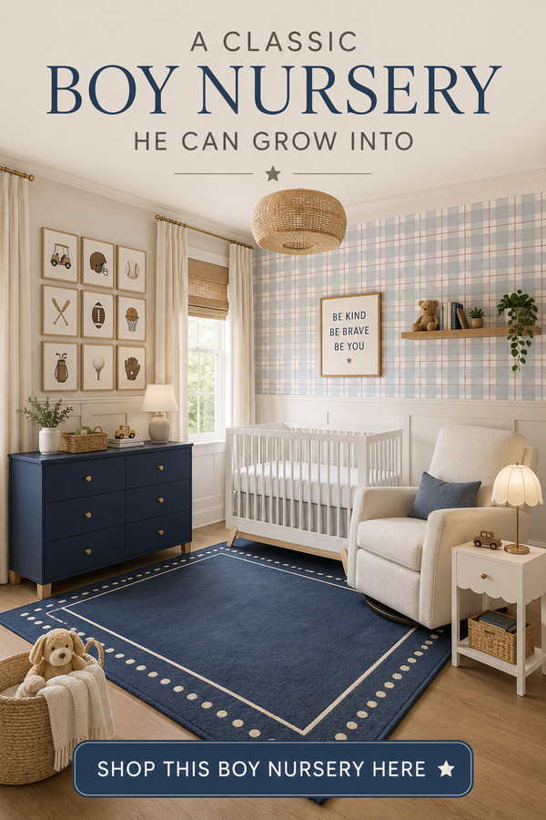 Design a timeless boy nursery that grows with your little one