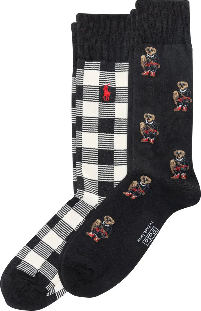 Assorted 2-Pack Holiday Bear Crew Socks | Nordstrom