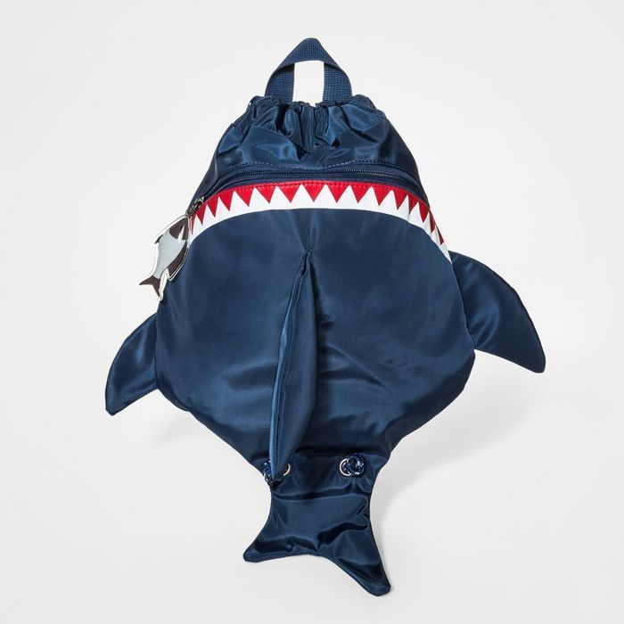 Boys' 3D Shark Fin Cinch Drawstring Backpack - Cat & Jack™ Navy | Target