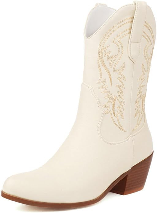 TNXZ Women's Cowboy Ankle Boots V-Shape Boots Western Fashion Cowgirl Mild Calf Boots Pointed Toe... | Amazon (US)