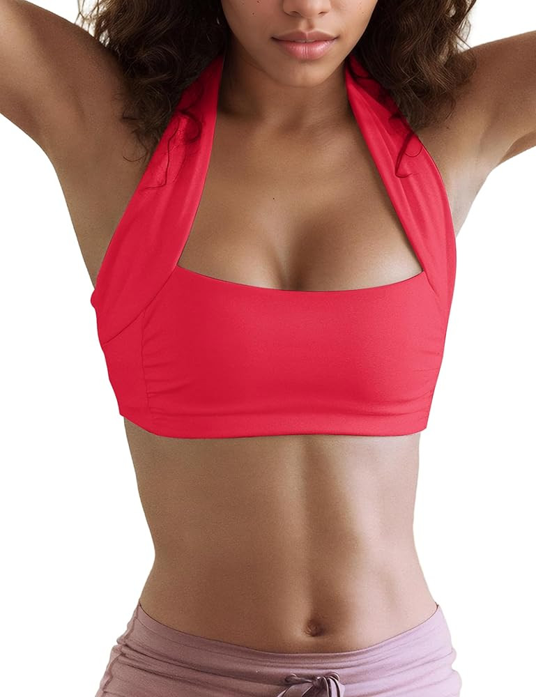 Don't Let Go Bra Square Neck Sports Bra for Women Backless Slim Fit Y Back Gym Yoga Padded Workou... | Amazon (US)