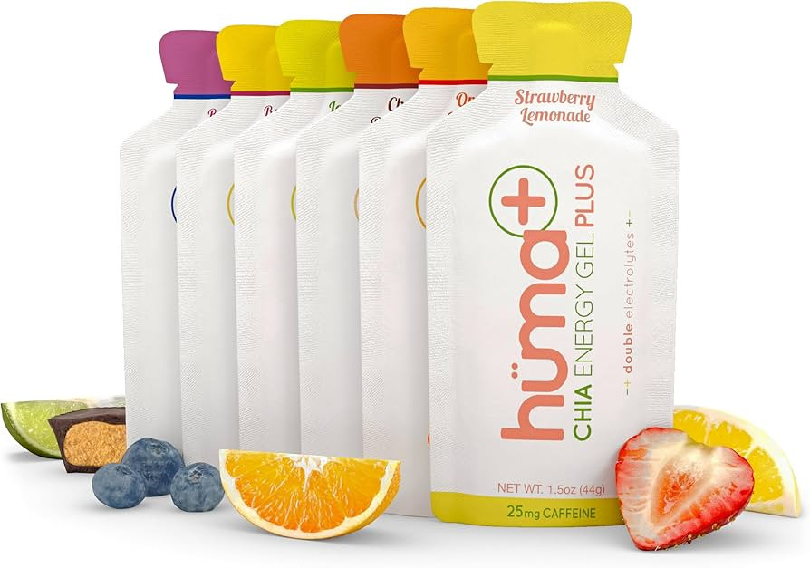 Huma Plus (Double Electrolytes) Chia Energy Gel, Variety Pack, 12 Gels - Stomach Friendly, Real F... | Amazon (US)