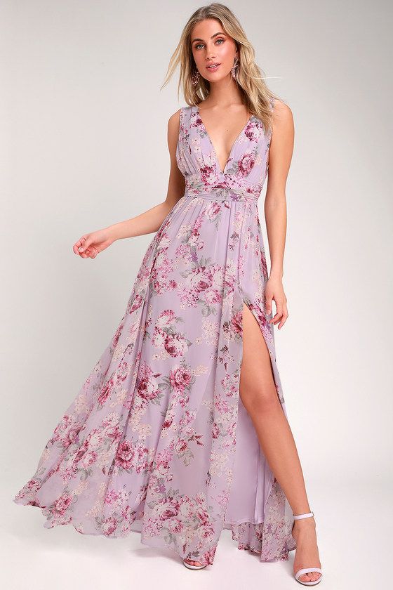 Garden Meandering Lavender Floral Print Maxi Dress | Lulus (US)