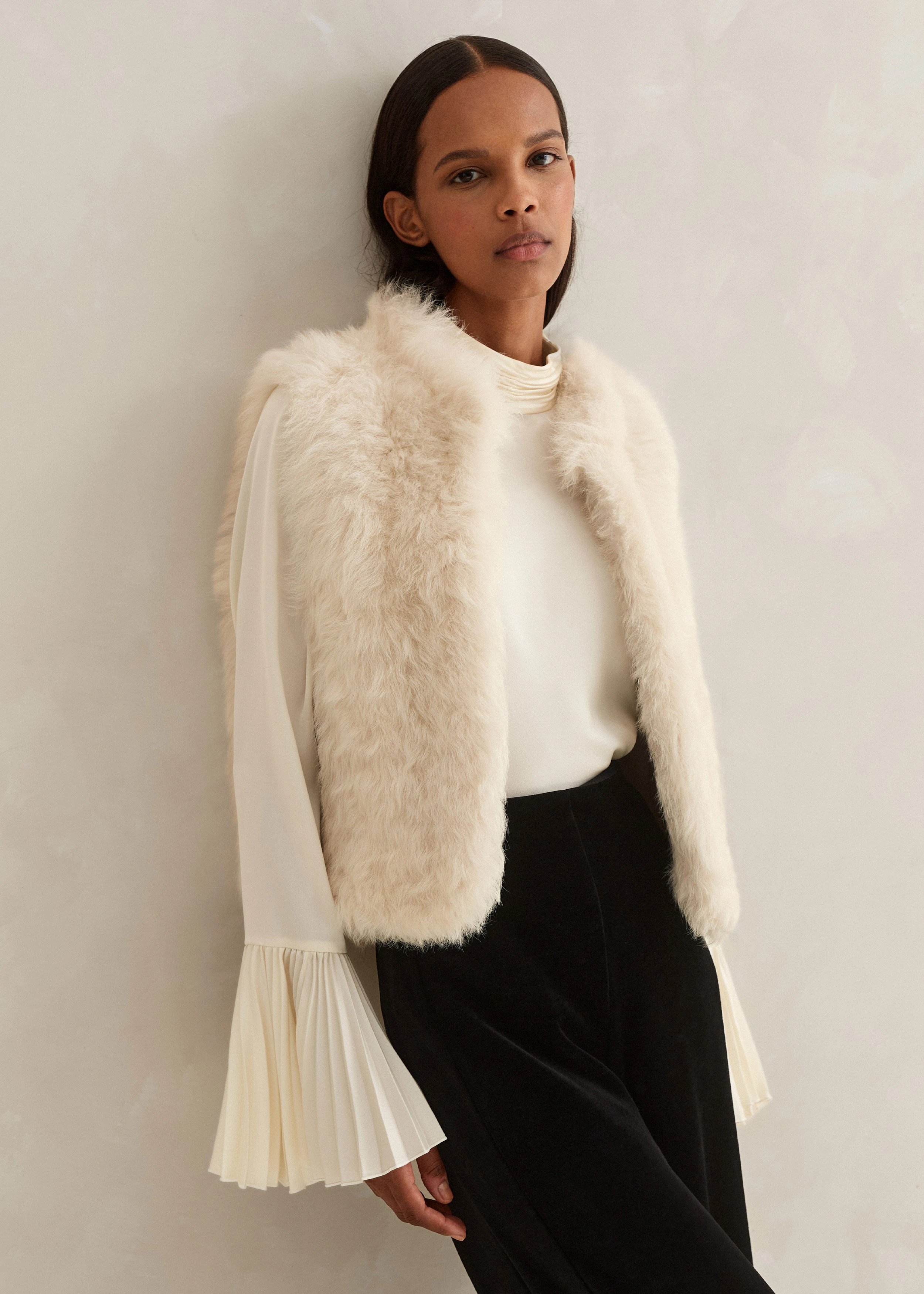 Shearling Reversible Cropped Gilet | ME+EM Global (Excluding US)
