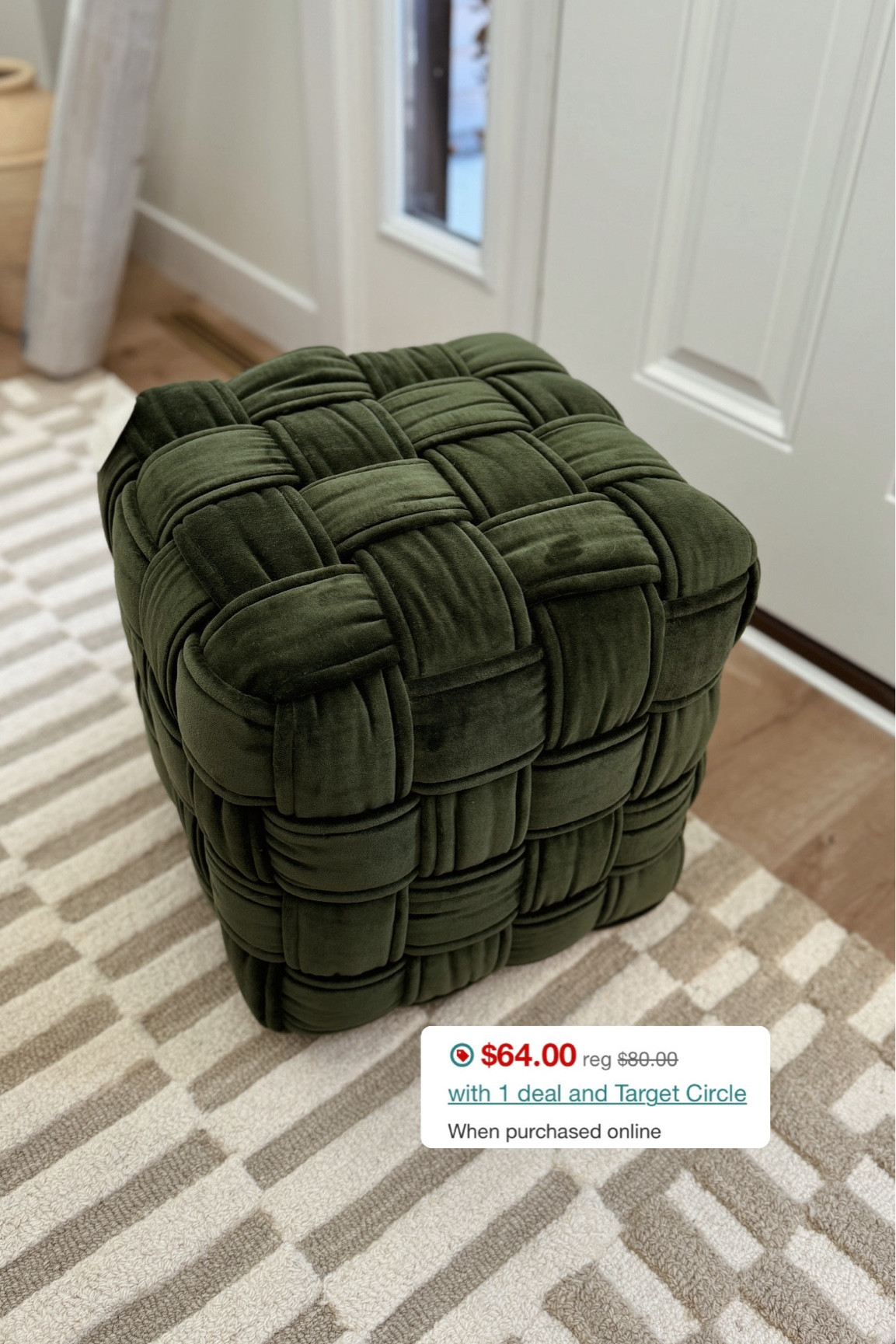 Green velvet ottoman on sale for Target Circle Week!

#LTKHome #LTKSaleAlert #LTKFindsUnder100