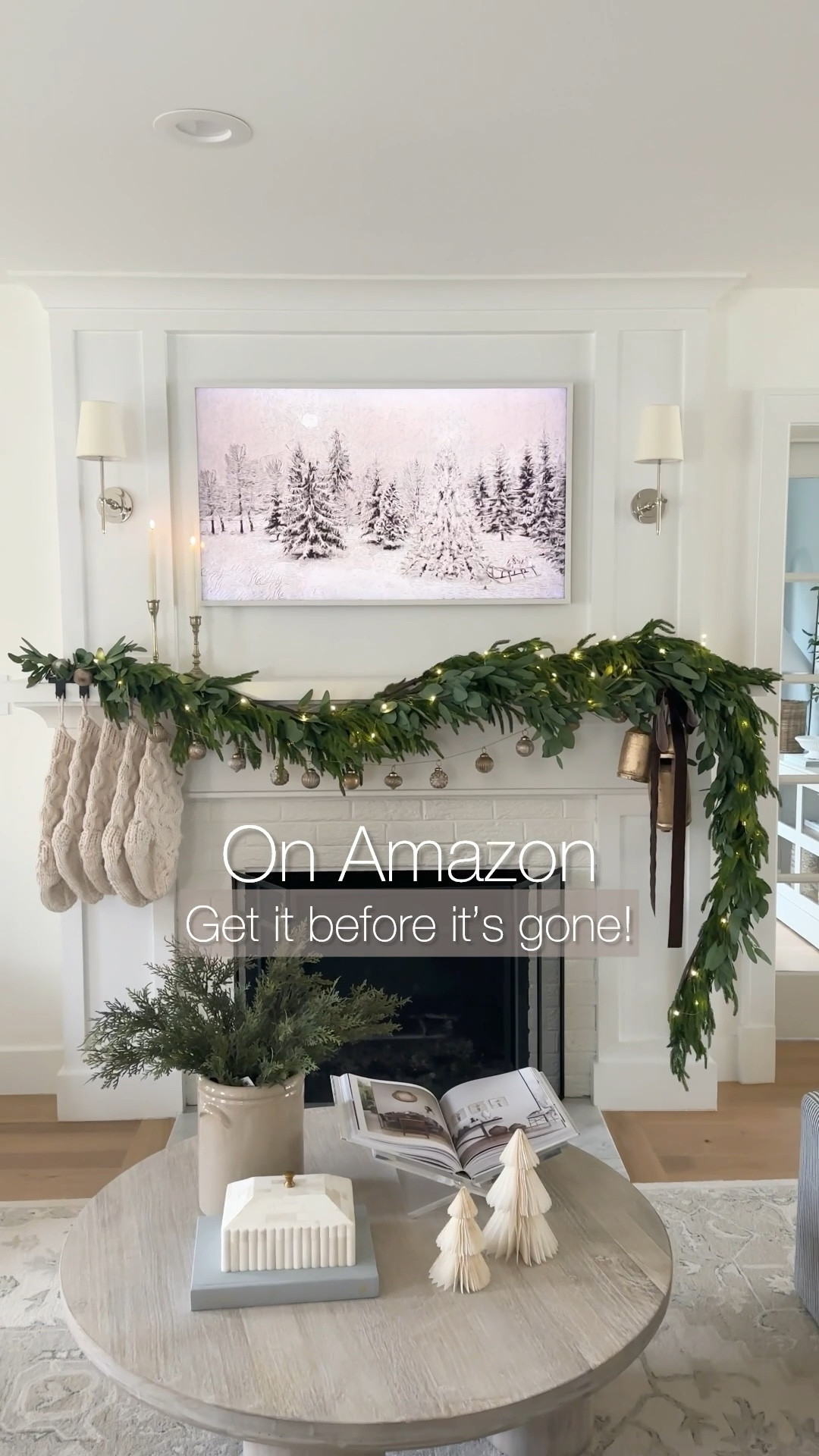 I used for Norfolk pine garland and two eucalyptus garland, as well as mercury, glass ornaments to create my Christmas mantle.

Christmas garland, Norfolk, pine garland, eucalyptus, garland on Amazon, called bells, brown velvet ribbon, net, stockings, frame, TV, polished, nickel, Sconces,

#LTKSeasonal #LTKHoliday #LTKhome