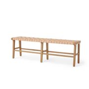 Bench #2 - Bench in Oak and Woven Neutral Leather | Hati Home
