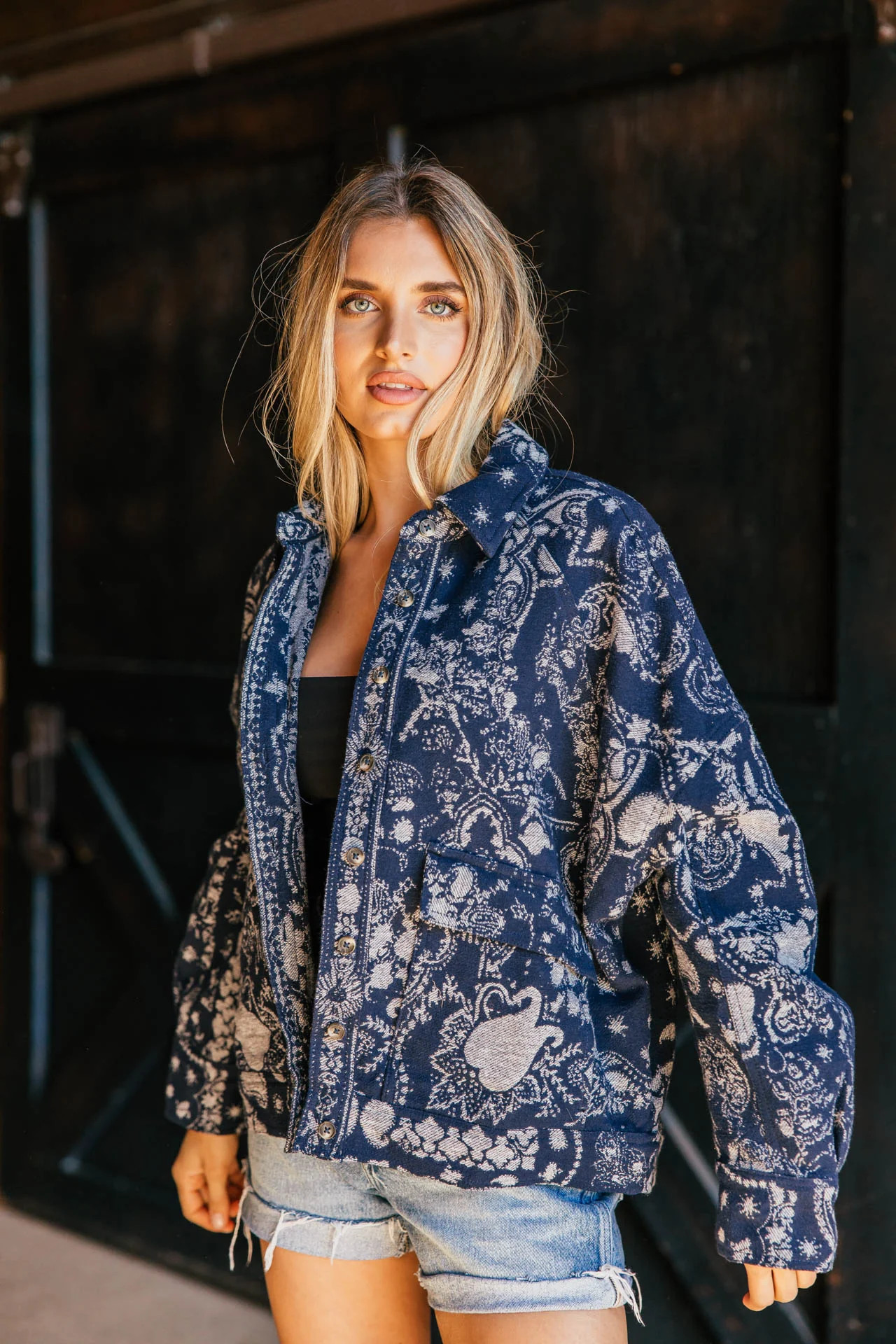 NEW!! Bandana Jacquard Shirt Jacket | Glitzy Bella