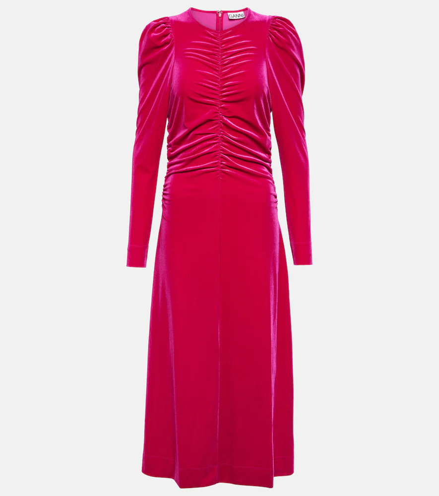 Ganni Gathered velvet maxi dress | Mytheresa (US/CA)