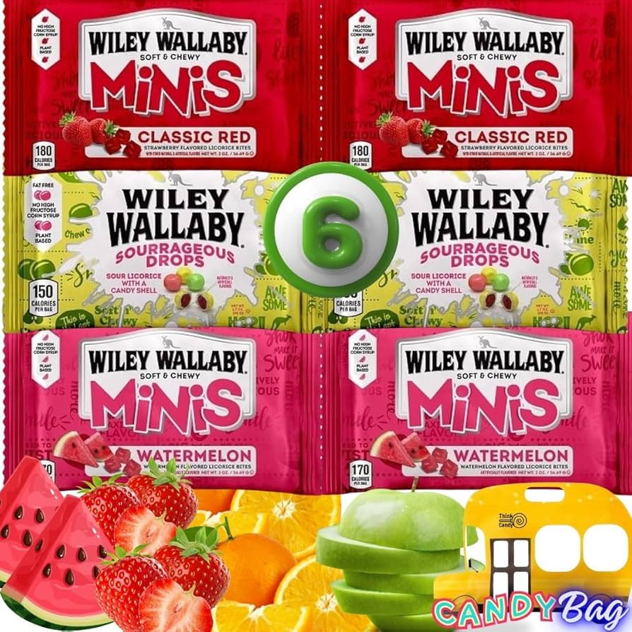 (PACK OF 6) Wiley Walaby Lover's 3 Flavors Variety - 6 Pieces of 3 Different Flavors - Strawberry... | Amazon (US)