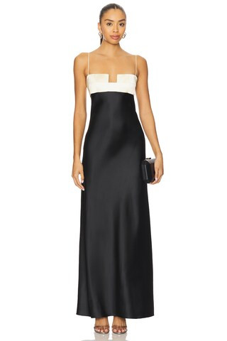 Bevza x REVOLVE Square Bra Dress in Cr?me Brulee & Black from Revolve.com | Revolve Clothing (Global)