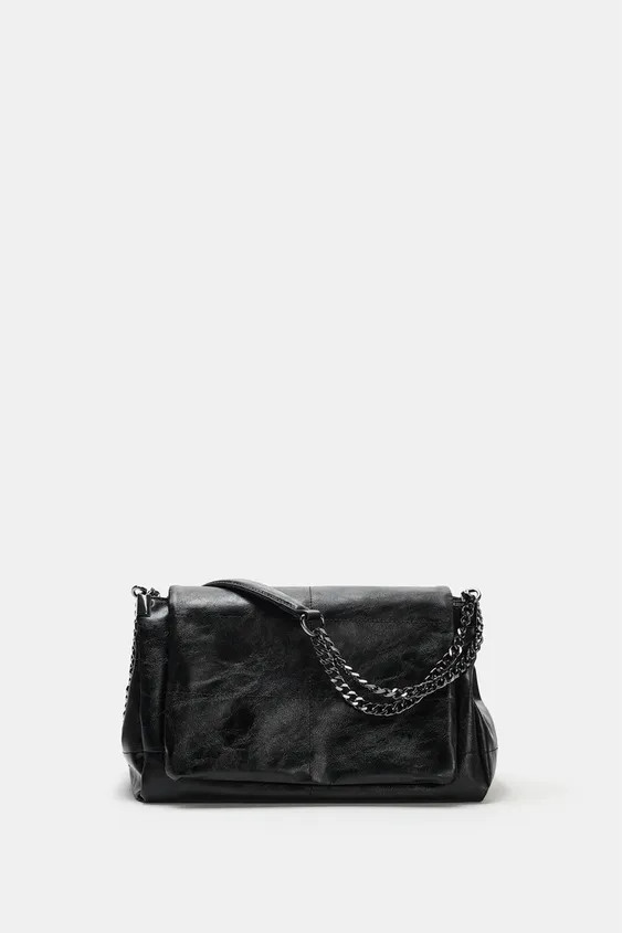 Soft shoulder bag. Stitched detailing and three compartments, one with a zip closure. Chain shoul... | Zara US